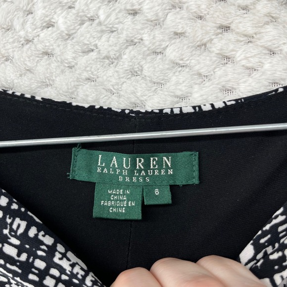 Lauren Ralph Lauren Dress Sheath Black White Career 3/4 Sleeve Size 6 - Picture 2 of 8